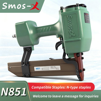 Smos-X N851 Pneumatic Staple Gun 16 Gauge 7/16" Roofing Nail Gun Accepts 3/5" to 2" Leg Staples Upholstery Staple Gun for Roof Decking Subflooring,Kinds of Wood Construction