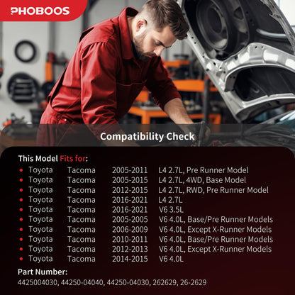 PHOBOOS Hydraulic Power Steering Rack and Pinion Assembly Compatible with Toyota Tacoma 2005-2021 2.7L/3.5L/4.0L, New Unit, Leak Resistance, Direct Fit, Ref. 26-2629,【Rack Length: 49.75 inch】