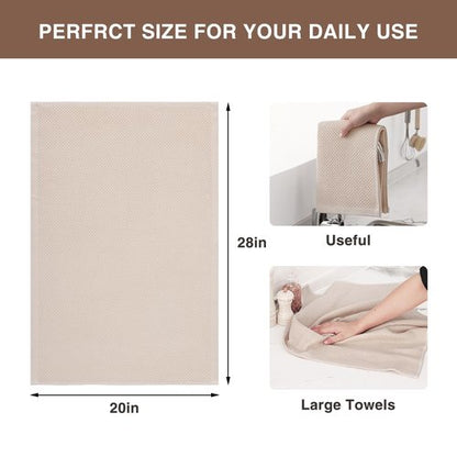 Homaxy 100% Cotton Waffle Weave Kitchen Dish Towels, Ultra Soft Absorbent Quick Drying Cleaning Towel, 20x28 Inches, 8-Pack, Beige