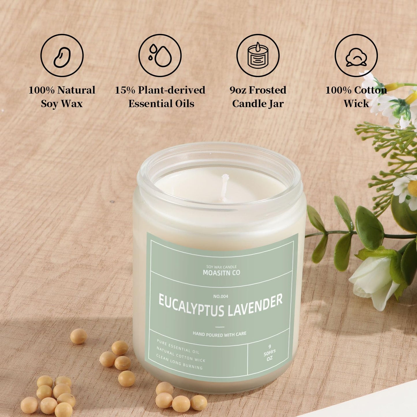 Eucalyptus Lavender Candle for Home Scented| Natural Soy Non Toxic Candles| Long Clean Burning Aromatheraphy Jar Candel| Women,Men Gift for Autumn,Winter, Halloween,Thanksgiving,Relaxing| 9oz