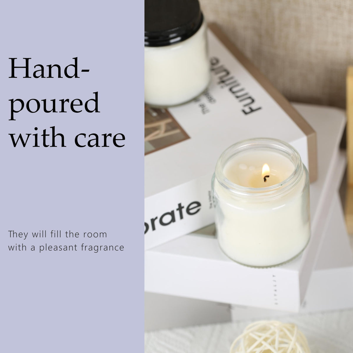 Cmoott 24 Pcs 4 Oz Mason Jar Candles, Lavender Scented Soy Candles Bulk Set for Stress Relief and Relaxation, Great Favors for Wedding, Christmas, Housewarming Gifts (Black, Lavender, 24)