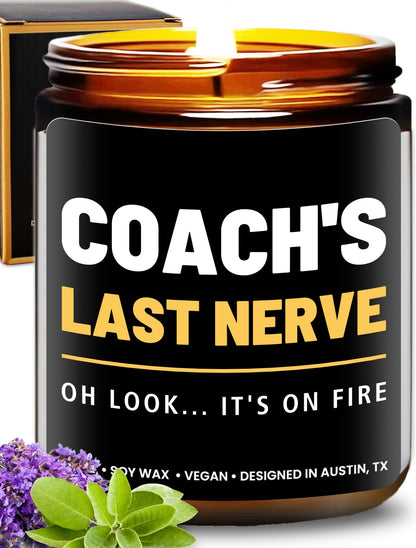 Funny Coach Candle, Coach Gifts for Women & Men, Appreciation Gifts for Coaches, Sports Themed Gift, Coach's Last Nerve, Soccer, Baseball, Volleyball, Basketball, Soccer, Hockey, Christmas, Birthday