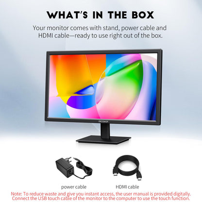 ERCGWOP 27 Inch Touchscreen Monitor FHD 1920x1080P IPS Computer Monitor 10-Point Touch Screen PC Display HDMI/VGA/USB Ports, Built-in Speakers, VESA Mountable