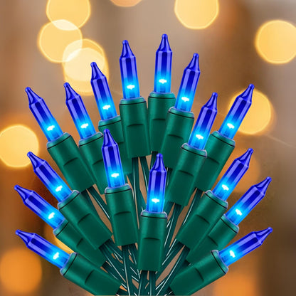 Wabarle Christmas Lights 100 Count Connectable 21ft Blue Incandescent String Lights for Indoor Outdoor Decor