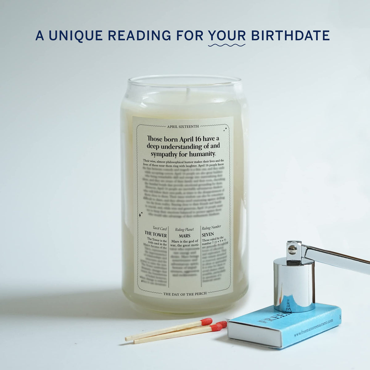 Birthdate Candles, April 16 - Aries Zodiac Scented Candles Birthday Gift - Mint, Geranium & Cedarwood Scent - All-Natural Soy & Coconut Wax, 60-80 Hour Burn Time - Made in USA