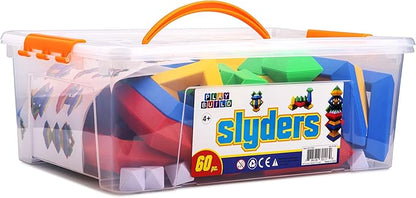 Slyder Set: 60 Pieces 3D Pyramid Building Blocks Geometric Stacking Toys for Kids Ages 4+ - Creative Early Childhood STEM Educational Toys for Preschool Boys and Girls