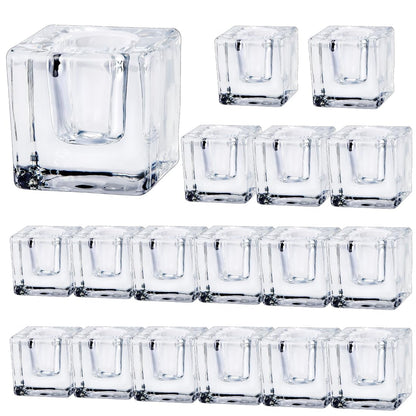 JONERAY Glass Candlestick Holders Bulk for Taper Candles, Set of 18 Clear Glass Candle Holders for Family Party, Church and Wedding
