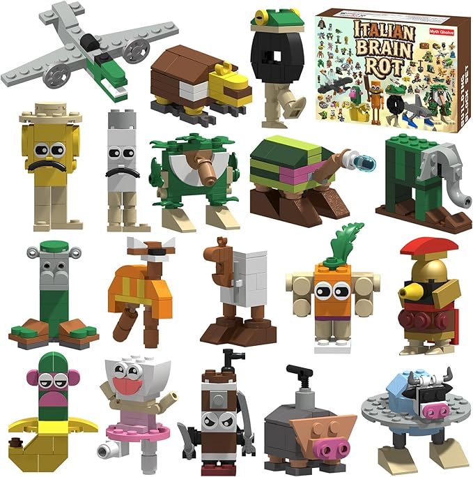 Italian Brain Rot Unique Cartoon Characters Building Blocks 18 in 1 Educational &amp Entertaining Gift Idea for Adults Building Blocks