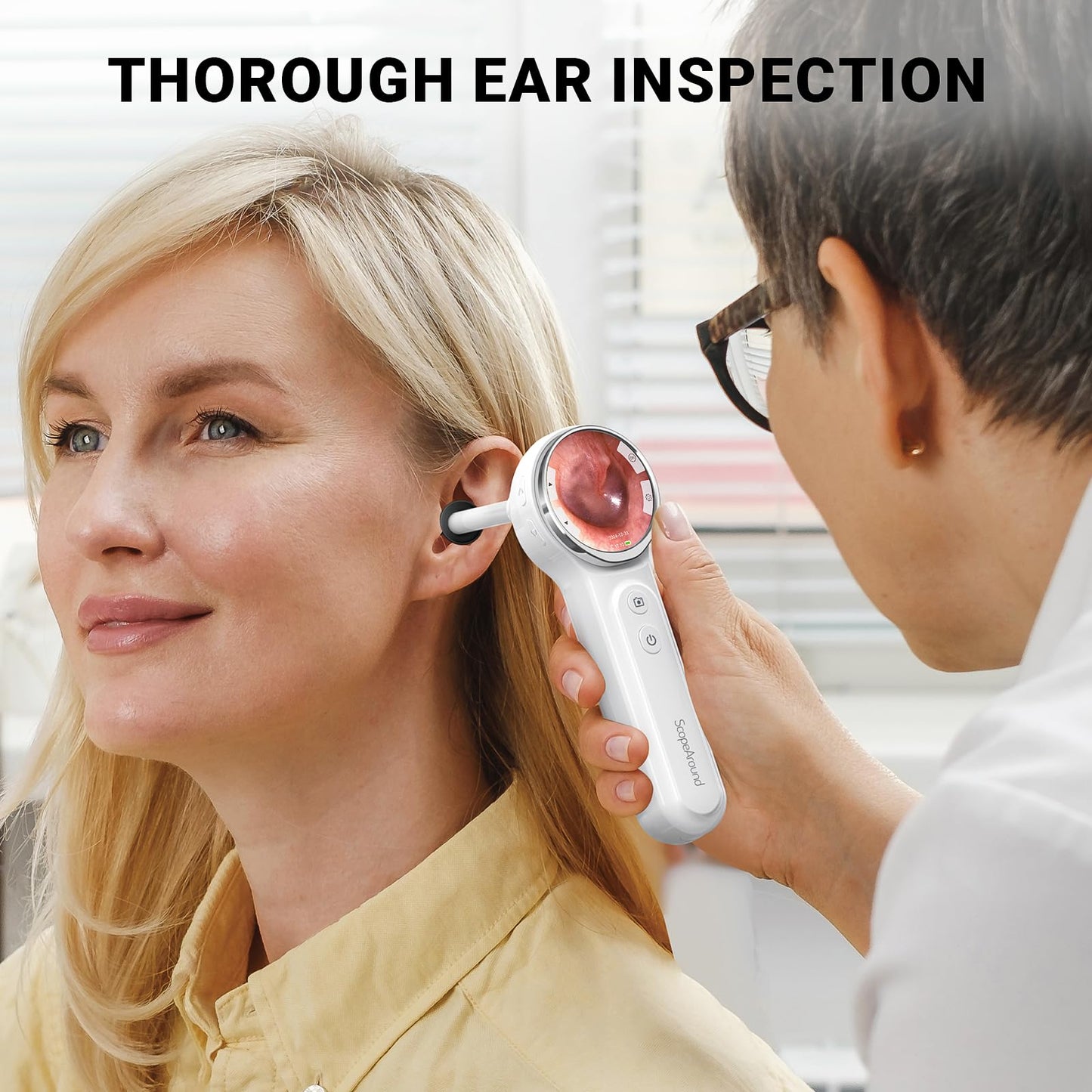 ScopeAround Otoscope, 720PHD Ear Scope Set, Digital Otoscope w/1.85in IPS Screen, Ear Wax Removal Tool Camera, Video Otoscope Ear Camera with 6 LED Lights, Compatible with Android/iPhone