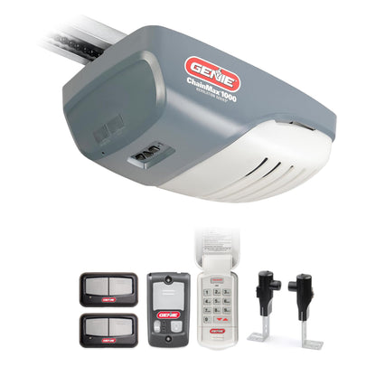 Genie ChainMax 1000 Garage Door Opener - Durable Chain Drive - Includes two 3-Button Pre-Programmed Remotes,Wall Console, Wireless Keypad, Safe-T-Beams - Model 3022-TKH, 140V DC Motor,Gray