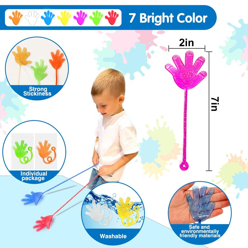 Armaytoy 20Pack Glow in Dark Glitter Sticky Hands Party Favors for Kids Pinata Goodie Bag Stuffers Classroom Prizes Birthday Stretchy Treat Trinkets Treasure Box Bulk Toys