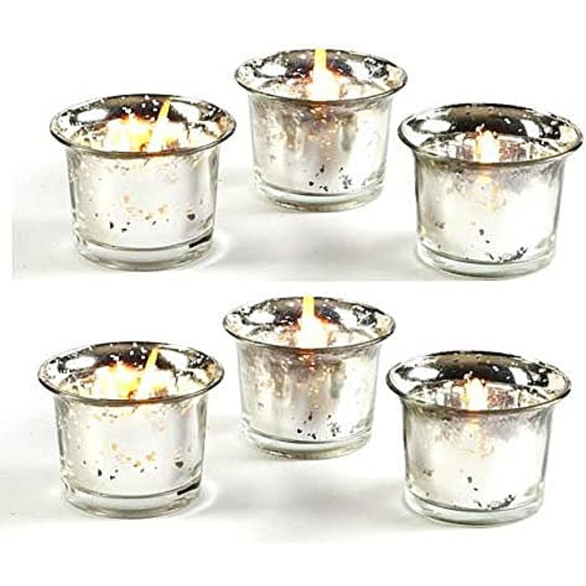 Hosley Set of 24 Metallic/Antique Finish Glass Candle Tealight Holders. Ideal Gift for Wedding Bridal Party Reiki LED Votive Tea Light Gardens O4 (Antique Silver)