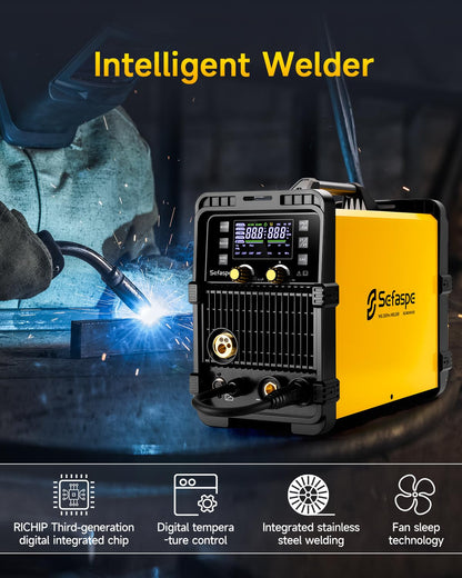 Sefaspe 200Amp MIG Welder, 2026 Newest [Large LED Display] 110/220V Welding Machine, 7 in 1 STICK/Lift-TIG/MIG/SYN/SpoolGun/Flux/Spot, Ideal for DIY and Metal Workshop