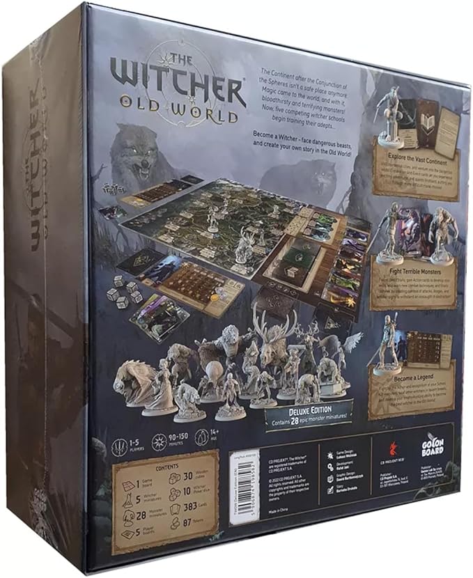 The Witcher Old World Deluxe Edition Board Game - Fantasy &amp Adventure Strategy Game for Adults Ages 14+ 1-5 Players 90-150 Min Playtime Made by Go On Board