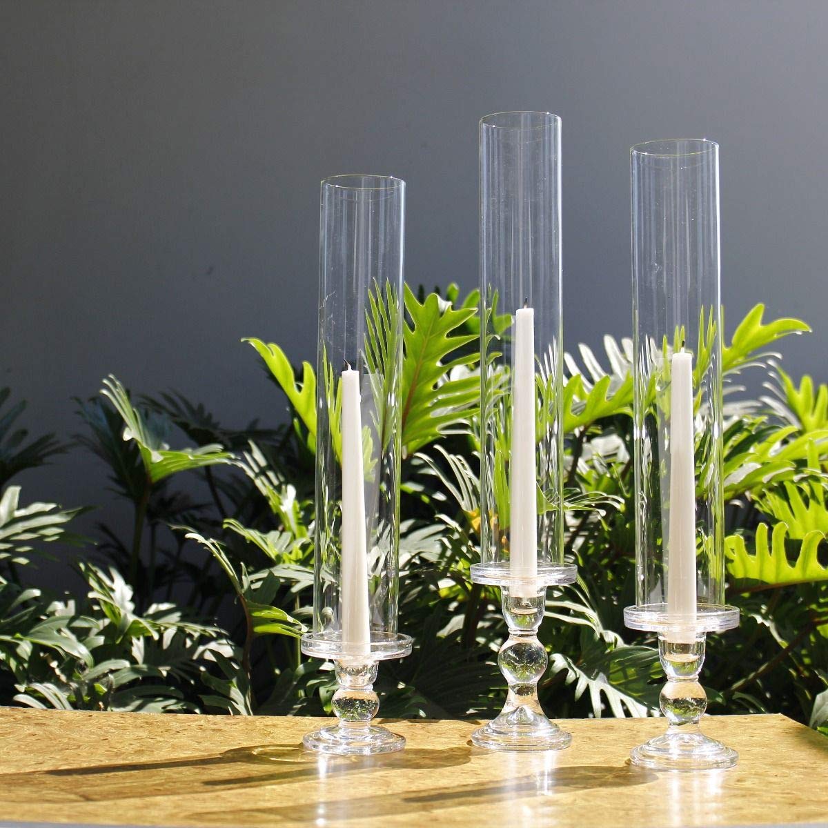 CYS EXCEL 6 PCS (H:18" D:2.5") Open Ended Glass Hurricane Candleholder Tube Shade | Multiple Size Choices Open Flame Candle Chimney Tube Cover | Bottomless Cylinder