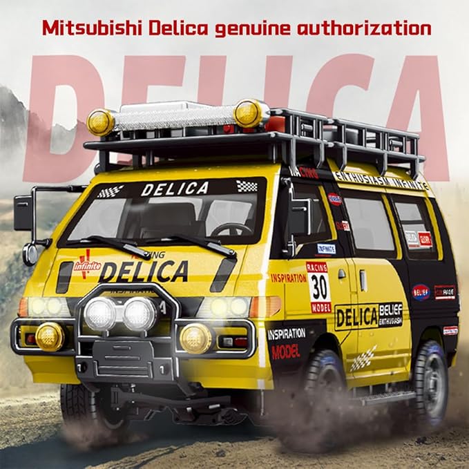 1:24 Scale RC Delica Van with Gearbox &amp Headlights 2.4Ghz Full Proportional 4WD RC Model Vehicle Remote Control Car for Adults &amp Hobbyists