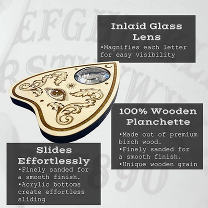 Large Spirit Board - Handmade Talking Board with Wooden Planchette - Premium Quality All Seeing Eye Board