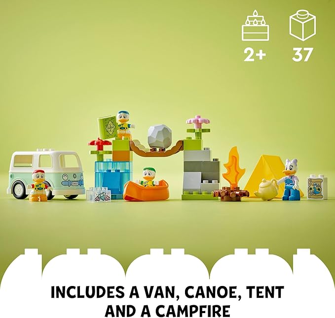LEGO DUPLO Disney Mickey and Friends Camping Adventure 10997 Toddler Building Toy Set Features 4 DUPLO Toy Figures: Daisy Duck Huey Dewey and Louie to Inspire Creative Role Play