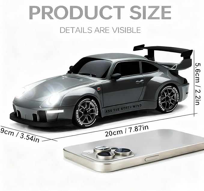 1:24 Scale RC Drift Car with LED Lights 25km/h 4WD High Speed Dual Batteries 50+ Min Play 2.4GHz Remote Control Multi-Surface Drift Tires Racing Toy Vehicle for Adults Boys Girls Storm Drive