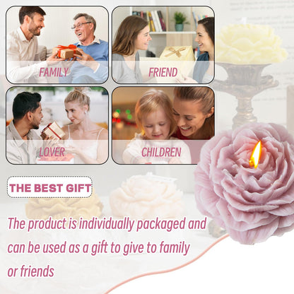 Peony Flower Shape Candles 1 Pack Soy Wax Decorative Candle for Bedroom Home Scented Candle Gift to Friends Family (Dark Purple)