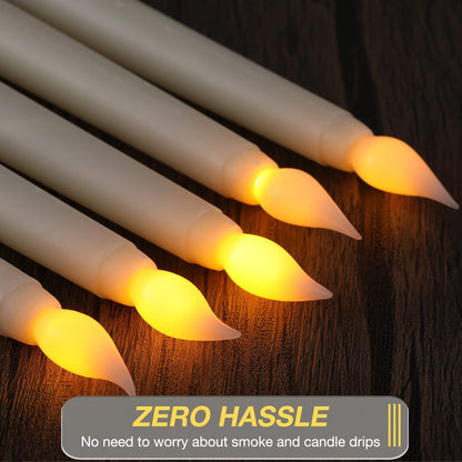 Tuanse 24 Pack Flameless Flicker Taper Candles Bulk with Remote and Timer, Battery Operated LED Warm White Taper Candles Light for Home Wedding Decoration Gifts (Beige,11 Inch)