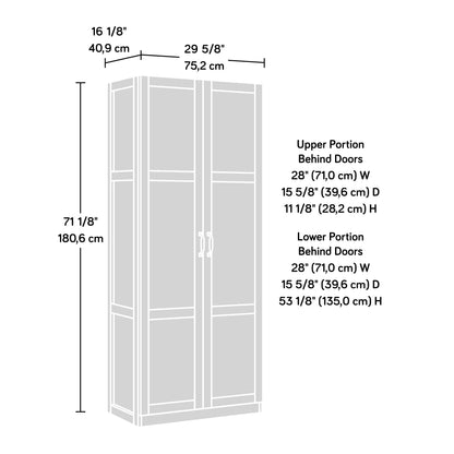 Sauder Select 71" Storage Cabinet, Pantry Cabinet Kitchen Storage with Adjustable Shelves, Bathroom Storage Cabinet, in Silver Sycamore