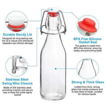JOBVERT Swing Top Bottles,8.5oz 4 Pack Flip Top Glass Bottle with Airtight Grolsch Closures, Reusable for Kombucha, Beer, Cold Brew, Homemade Beverages & Storage