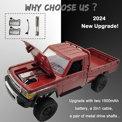 Skymaker MN82 1/12 RC Crawler 4x4 Toyota LC79 2.4GHz Off Road Truck Metal Drive Shaft &amp Two 1500mAh Batteries RTR for Adult (Red)