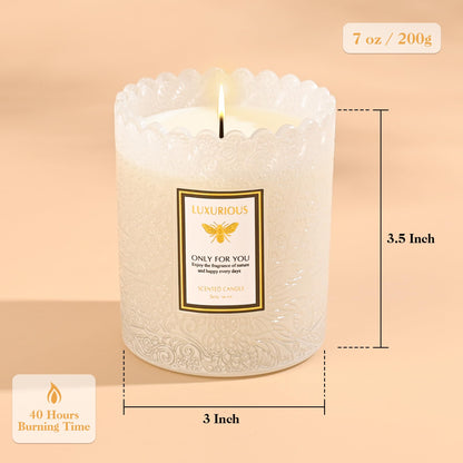Gardenia Scented Candle, Candles for Home Scented, Gardenia Candle, Luxury Jar Candle for Women, Candles Gifts for Women, Natural Soy Wax, 7 oz 40 Hours