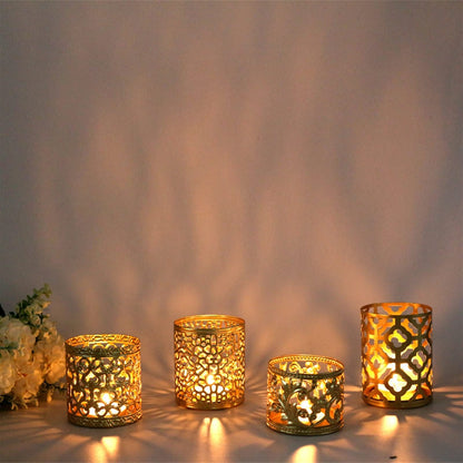 Ornaments Candle Holders for Candlesticks Golden Geometric Hollow Wrought Iron Candle Holder Creative Aromatherapy Candle Cup Home Decoration Ornaments
