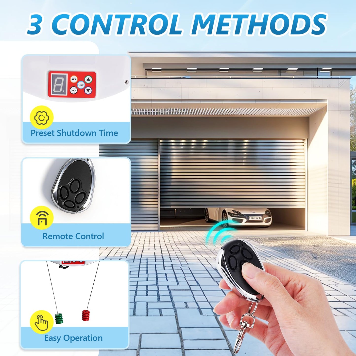 Automatic Roll Up Garage Door Opener, 110V Side Mount Electric Roller Shutter with 800N Quiet Motor, 2 Remotes & Secure Encryption for Commercial Farm Warehouse Barn