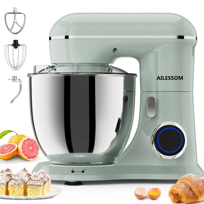 SAMSAIMO 3-IN-1 Electric Stand Mixer, 10-Speed With Pulse Button, Attachments include 6.5QT Bowl, Dough Hook, Beater, Whisk for Most Home Cooks