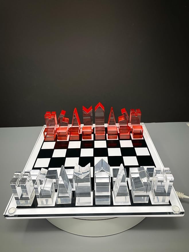 Luxury Acrylic Chess Set Sophisticated Stylish Design 2 Players Age 12+
