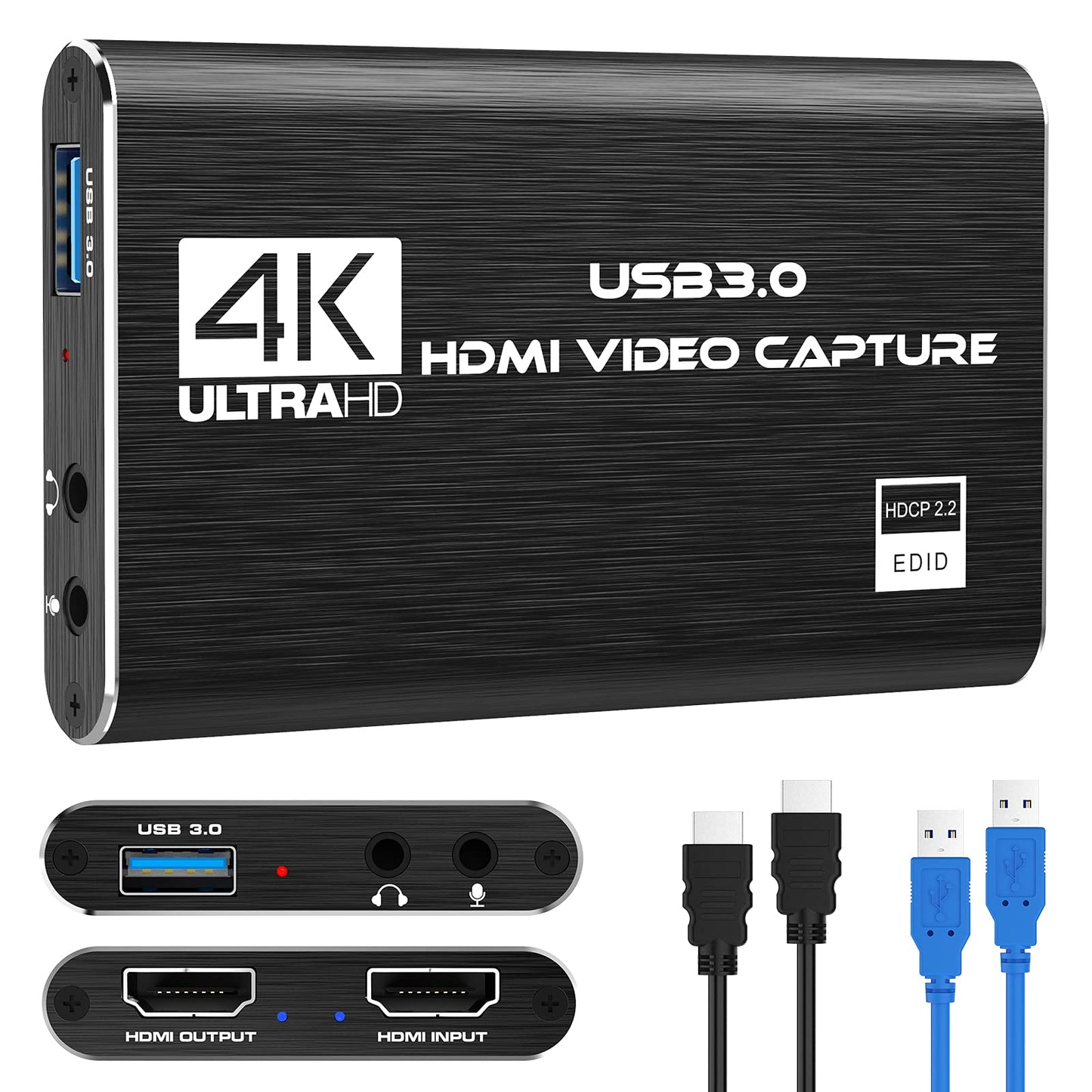 Capture Card Nintendo Switch, 4K HDMI Video Capture Card, 1080P 60FPS, HDMI to USB 3.0 Capture Card for Streaming Work with Camera/Xbox/PS4/PS5/PC/OBS