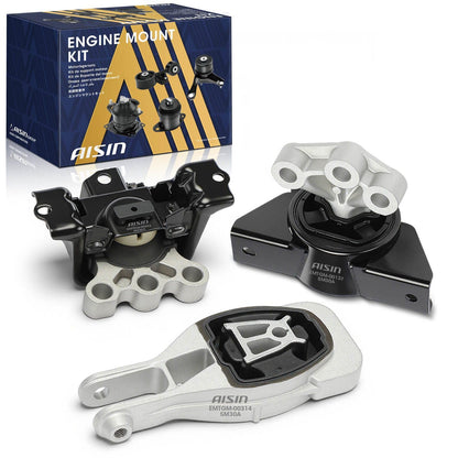 AISIN AFTERMARKET EMTGM-20710 3Pcs Engine Motor & Manual Transmission Mount Set - Compatible with Chevrolet Sonic 2014-2019 - L4 1.4L 1.6L 1.8L