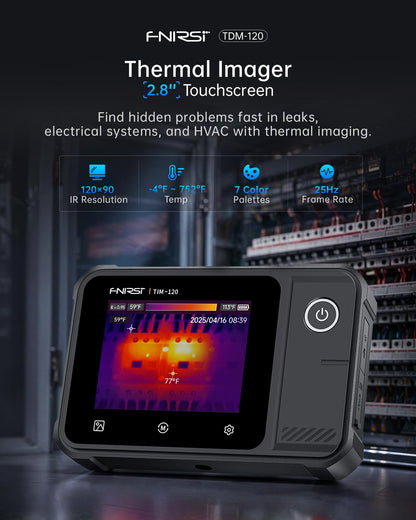 FNIRSI TDM-120 Thermal Imaging Camera, 120x90 IR Resolution, 2.8" Touchscreen Infrared Camera, -4°F to 752°F Temp Range, 25Hz Refresh Rate Handheld Thermal Imager for HVAC, Building & PCB Inspection