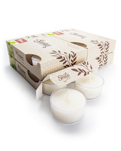 Pinyon & Patchouli Premium Tealight Candles Bulk Pack - Highly Scented with Essential Oils - 24 White Tea Lights - Beautiful Candlelight - Made in the USA - Incense & Earth Collection