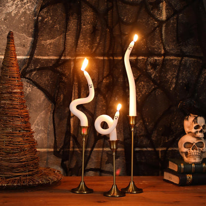 Four Twisted Spiral rods of Candles with Different Expressions of Ghosts and Devils, The Essential Items for a Halloween Haunted House