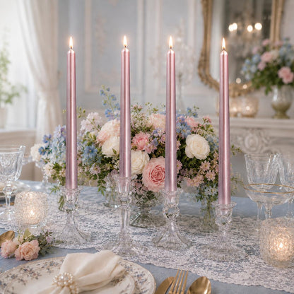 10 Inch Metal Purple Taper Candles Set of 4, Handmade Tapered Candles, Unscented Candle Stick Candlesticks for Wedding Table Party Home Decor