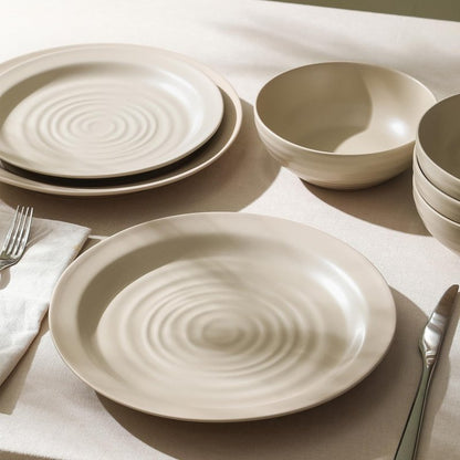Stone Lain Orbit 4-Piece Dinner Plate Set Stoneware, Beige