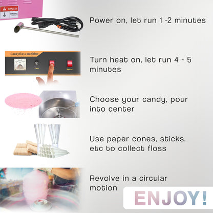 VIVO Pink 1030W Electric Cotton Candy Machine, Commercial Candy Floss Maker, 20 inch Stainless Steel Bowl with Sugar Scoop, Easy Home Use, CANDY-V001