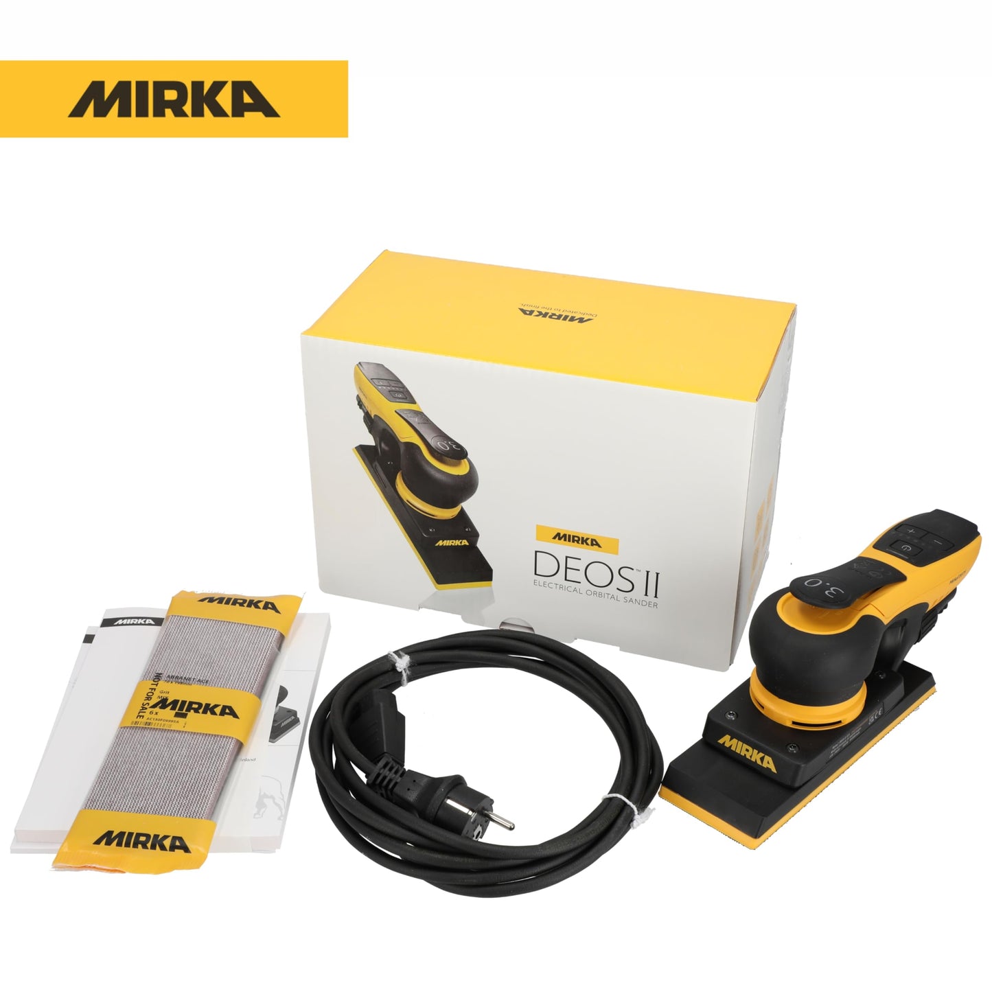 Mirka DEOS II 383X 2.75"x8" Orbital Sheet Sander for Auto Body Repair, Body Filler & Primer, 3.0mm Orbit, Brushless Motor, Low Profile, Variable Speed, Dust-Free Ready, Bluetooth