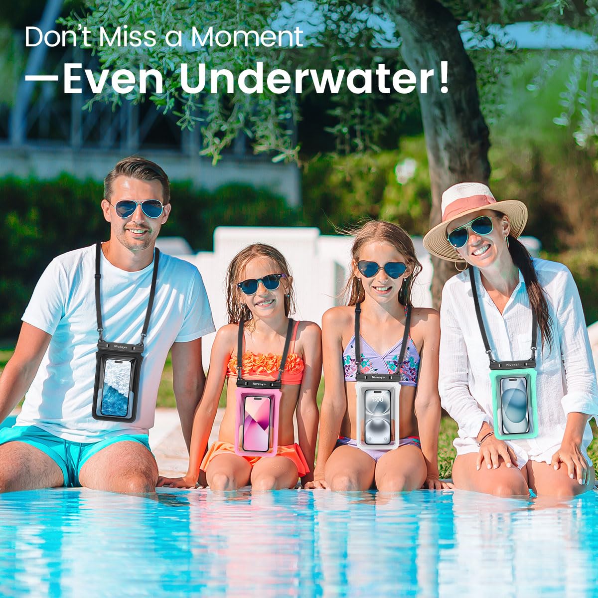 Niveaya Double Space Waterproof Phone Pouch - 2 Pack, Waterproof Phone Lanyard Case with iPhone 16/15/14/13/12 Pro Max up to 8.3", Phone Dry Bags for Vacation Beach Pool Kayak Cruise Travel Essentials