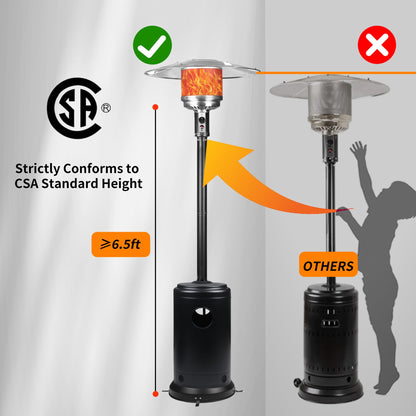MAJARO 50,000 BTU Outdoor Propane Patio Heater with Wheels – Durable Powder-Coated Steel Gas Heater with Easy Ignition & Safety Shut-Off for Patio, Backyard, Garden, Restaurant