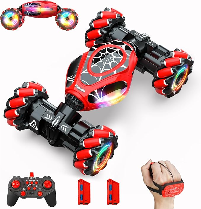 Gesture RC Car 1:18 4WD Transform Off-Road Stunt Car with Gesture &amp Remote Control 360° Flips Drift Vehicle with LED Lights Music All Terrain Toy Cars Gifts for Boys Girls Age 6-12
