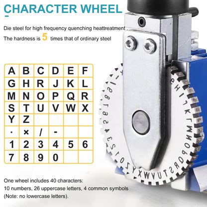 Consfly Metal Nameplate Stamping Machine Semi-Automatic Embosser Label Printing Marking Machine Dog Tag Printer (5mm Character Wheel)