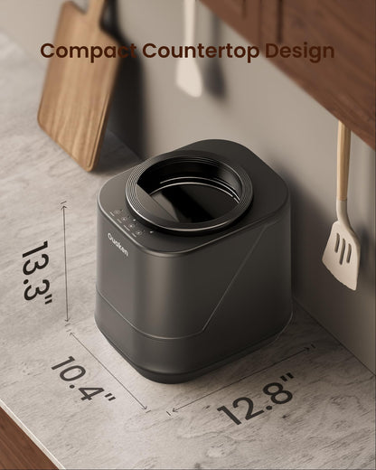 Ouaken 4L Electric Composter for Kitchen, Smart Countertop Compost Bin, Odorless | Low Noise | Auto-Cleaning | Turn Food Waste into Fertilizer, Indoor Food Waste Compost Machine, Black