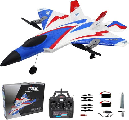 RC Plane 4 Channel Remote Control Airplane F-22 RC Airplane for Beginners Adult with Stunt Flying Xpilot Stabilization System &amp Aerobatic Two Batteries Gift Toy for Kids