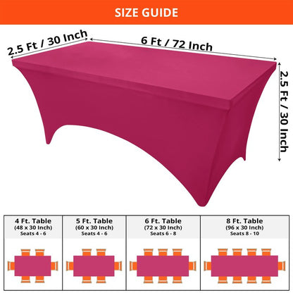 Utopia Kitchen Spandex Tablecloth 2 Pack [6FT, Fuchsia] Tight, Fitted, Washable and Wrinkle Resistant Stretch Table Cloth Rectangle Cover for Trade Show, Weddings & Parties [72Lx30Wx30H Inch]