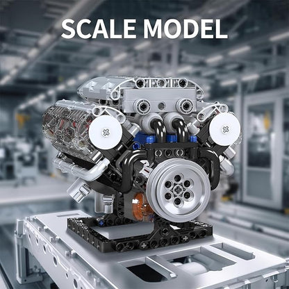 Mould King V8 Engine Building Blocks Sets MOC Scale Model Kit with Battery and Motor Collectible Set for Adults Construction Toys Gifts for Friends Men Teen Youths (535 Pcs)